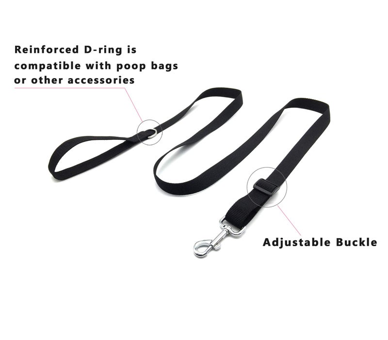 MANDAO 6FT Adjustable Dog Leash, Nylon Dog Leashes for Medium Large Dogs (Black) - Image 3